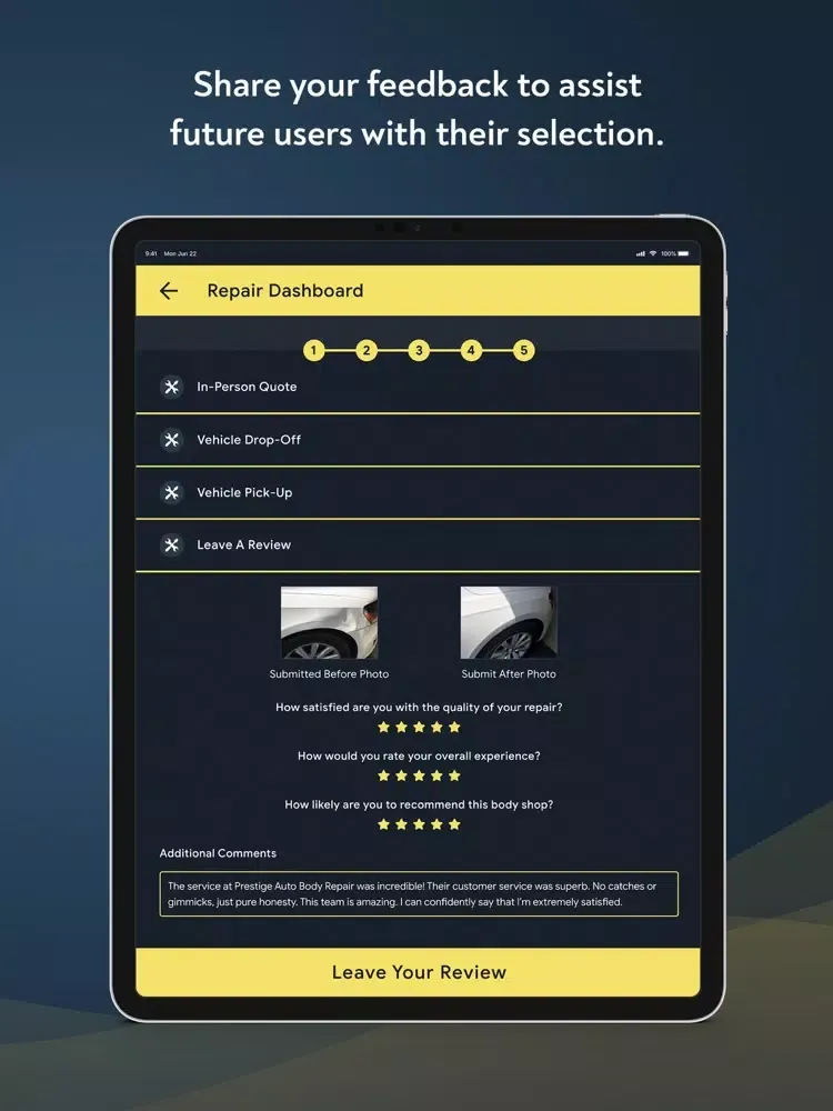Ảnh chụp màn hình của Start2Finish Auto Body Repair iPad 
