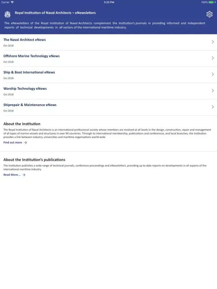 RINA eNewsletters iPad 应用截图
