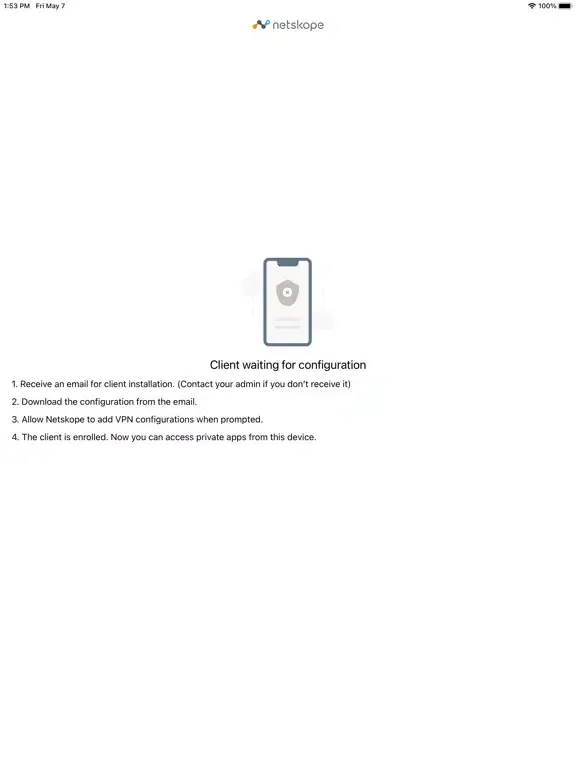 Tangkapan layar Netskope Client(Deprecated) iPad 