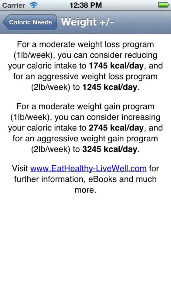 Eat Healthy, Live Well スクリーンショット