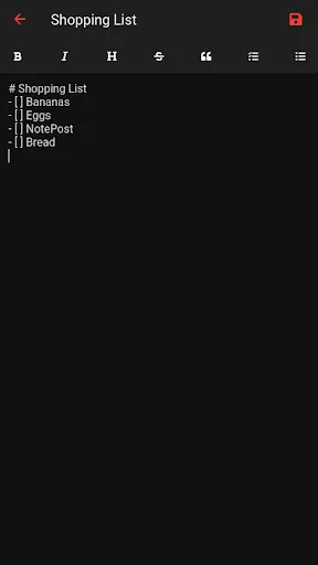 Screenshot di NotePost