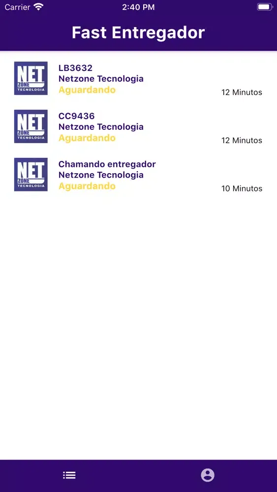 Ảnh chụp màn hình của Fast Entregador