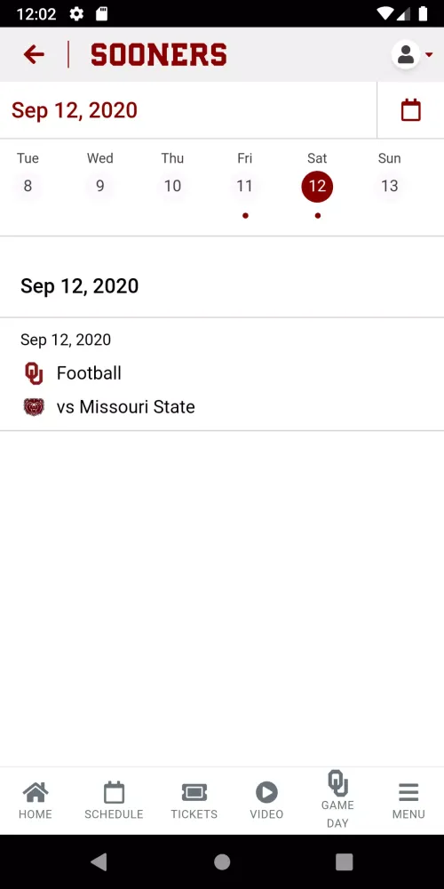 Capturas de tela do Oklahoma Sooners