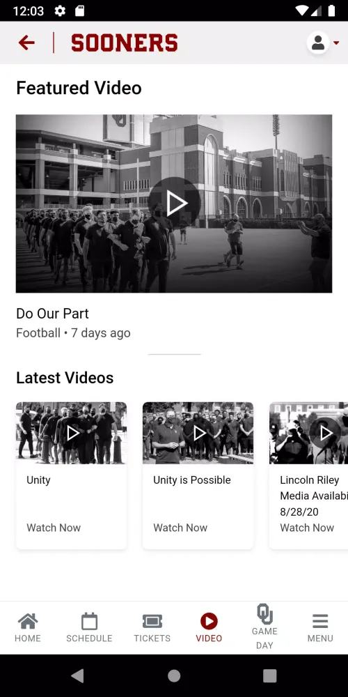 Capturas de tela do Oklahoma Sooners