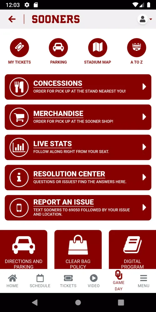 Capturas de tela do Oklahoma Sooners