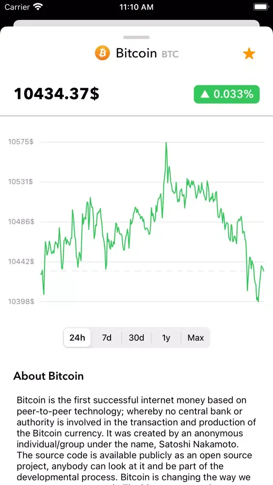 CryptoTracker: Bitcoin rate Screenshots
