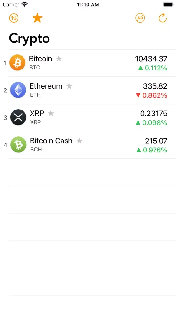 CryptoTracker: Bitcoin rate Screenshots