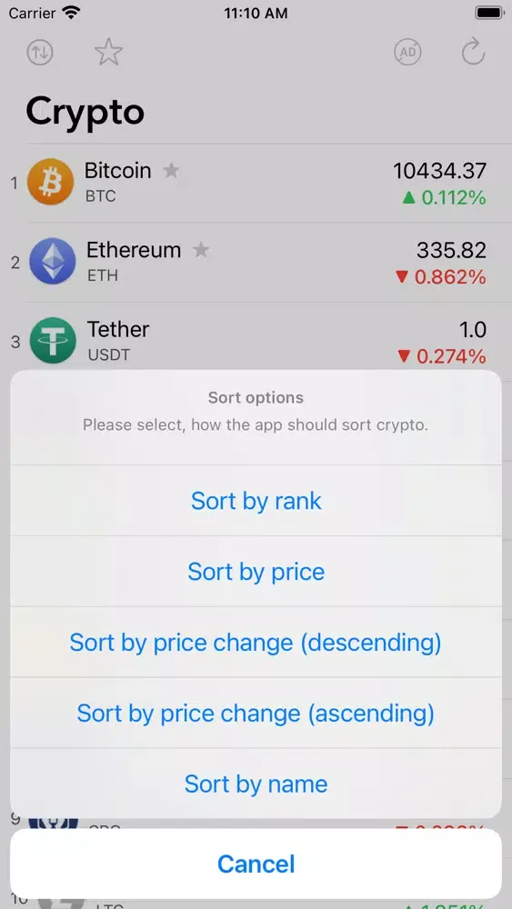 CryptoTracker: Bitcoin rate Screenshots