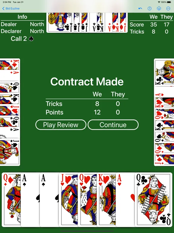 Bid Euchre - Expert AI iPad  Screenshots