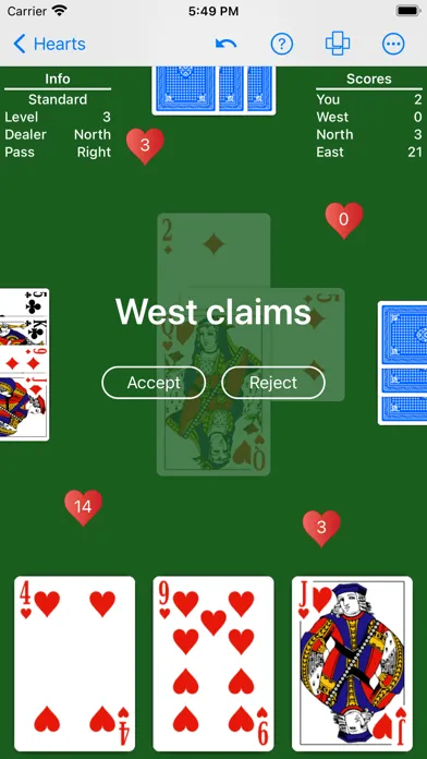 ภาพหน้าจอของ Hearts - Play with your rules