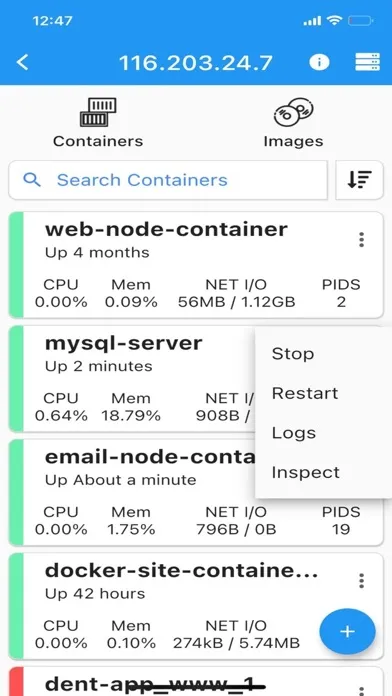 Capturas de pantalla de Docker Lite