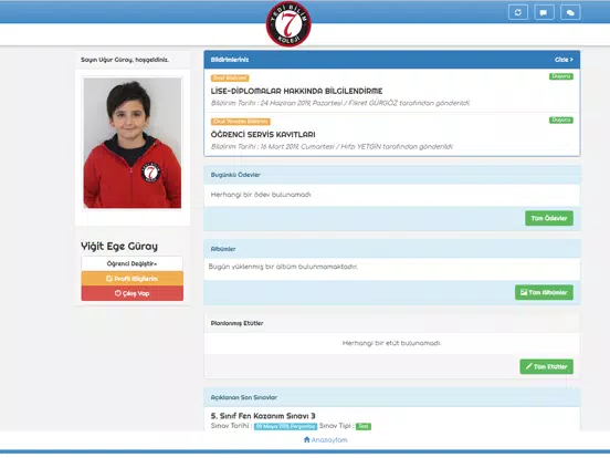 Yedibilim Koleji OvB Sistemi iPad  Screenshots