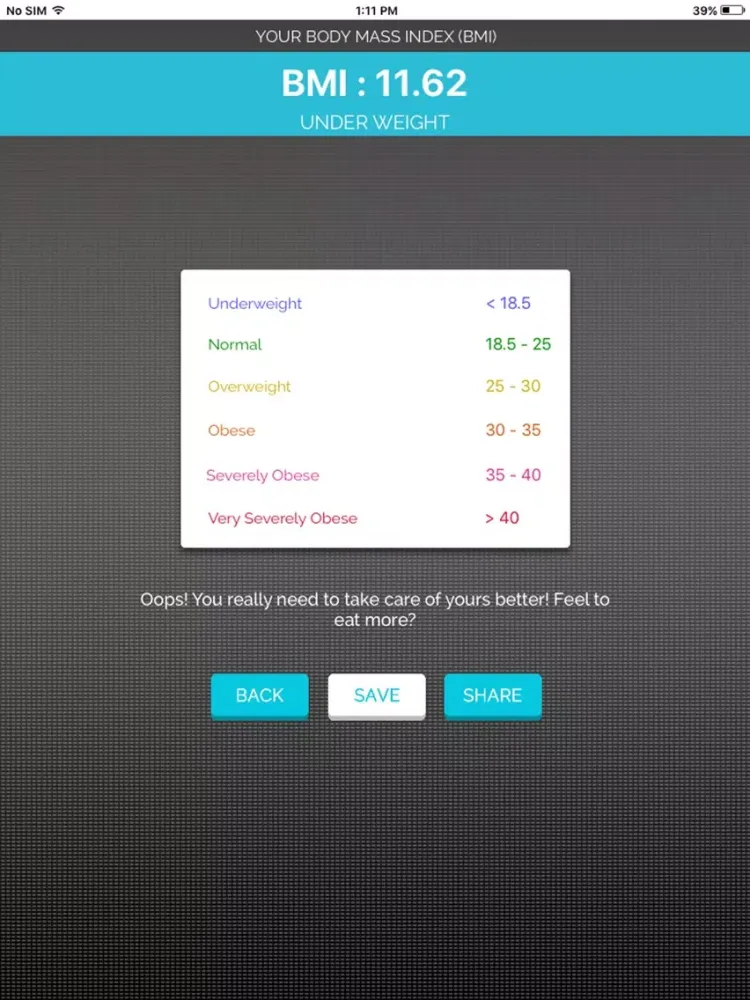 BMI Calculator - (Body Mass Index) iPad  스크린샷