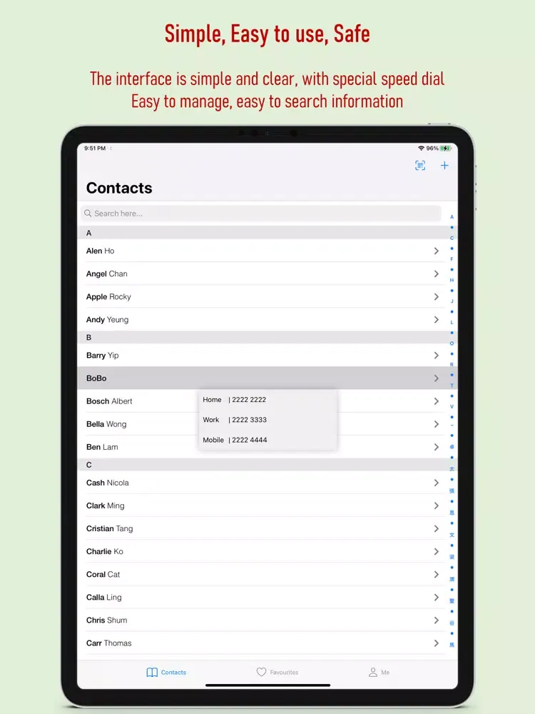 Tangkapan skrin New World ID Contacts iPad 