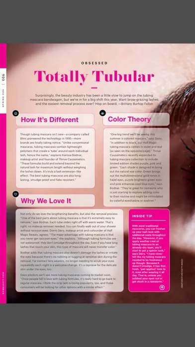 Captures d'écran de NewBeauty Magazine