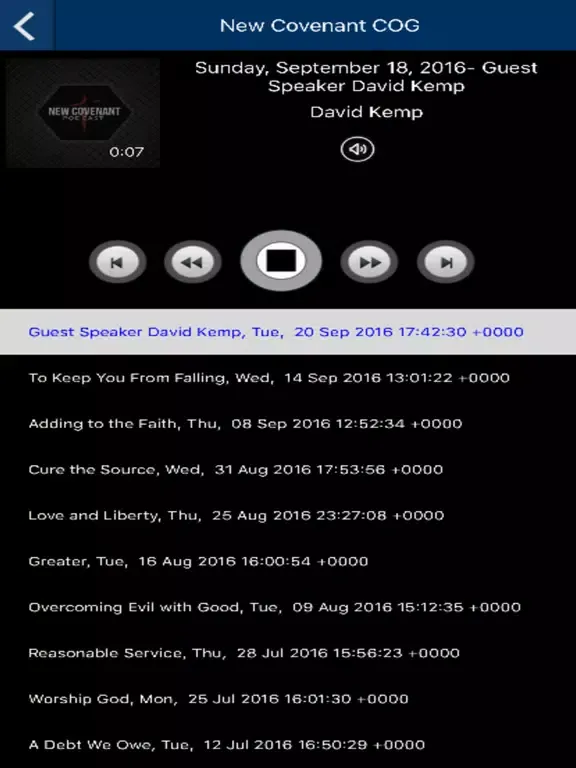 Capturas de tela do New Covenant COG iPad 