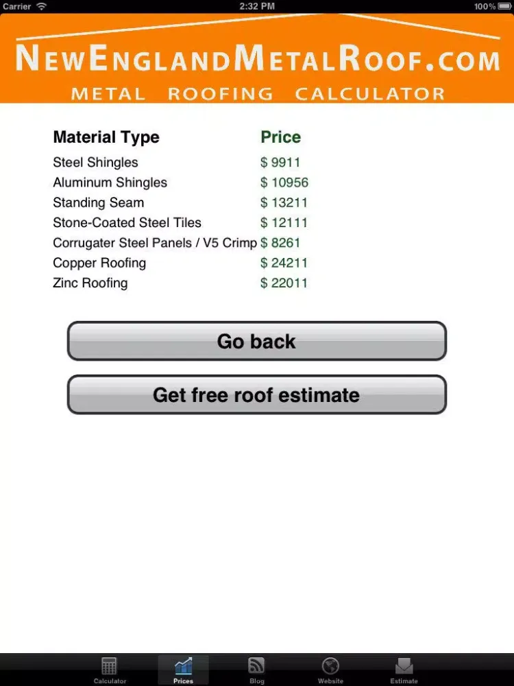 Tangkapan skrin Metal Roofing Calculator iPad 