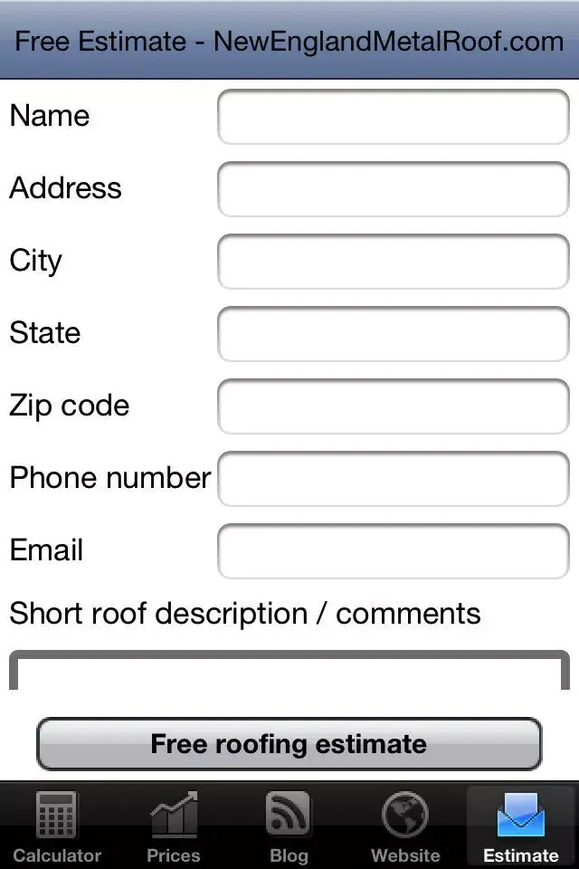 Tangkapan skrin Metal Roofing Calculator