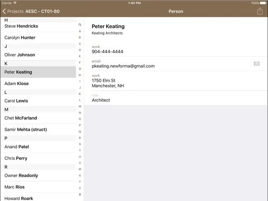 Newforma Project Teams iPad  스크린샷