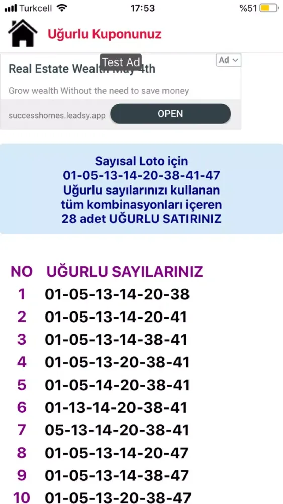 Скриншоты mobLotto, Loto, Şans Top Sonuç