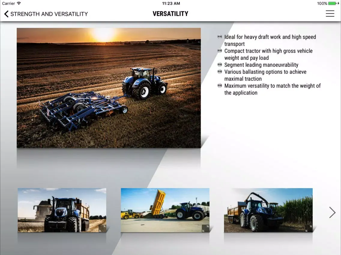 Zrzuty ekranu New Holland Ag T7 HD - Dealer iPad 
