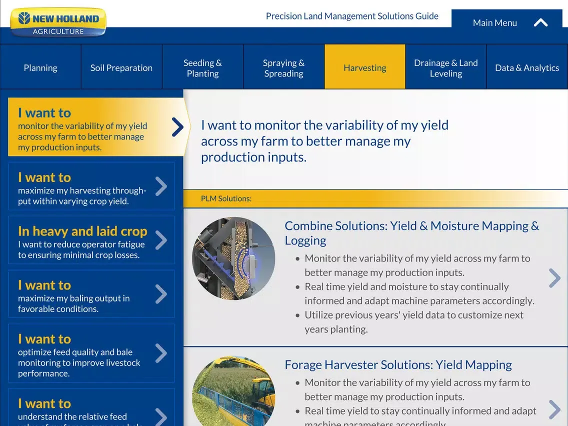New Holland PLM Solutions iPad  Screenshots