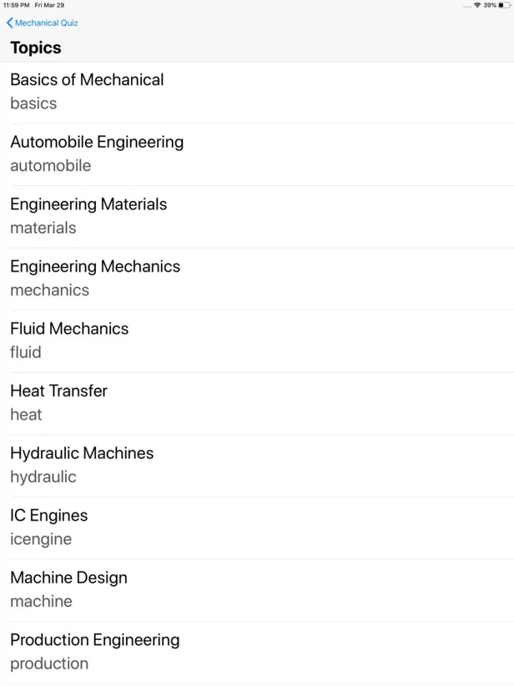 Ảnh chụp màn hình của Mechanical MCQ Quiz iPad 