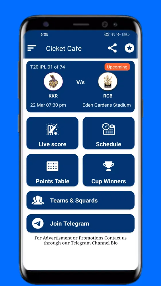 Ảnh chụp màn hình của Cricket Cafe : Schedule 2025