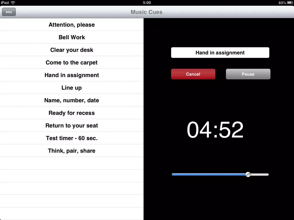 Capturas de tela do Music Cue iPad 