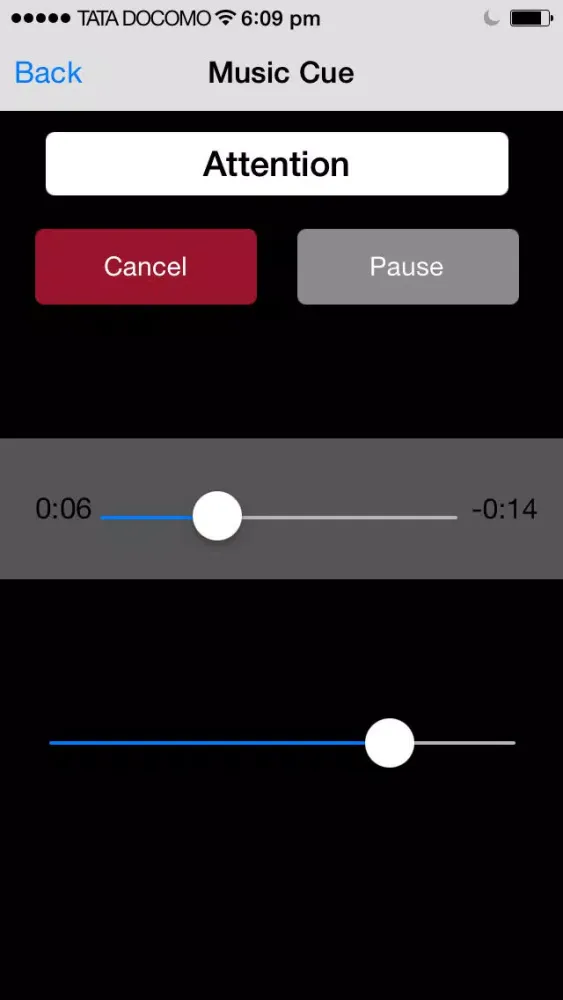 Capturas de tela do Music Cue