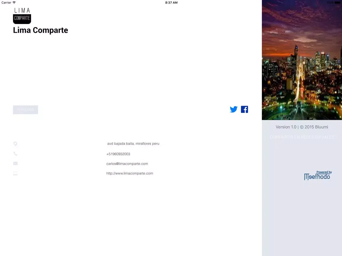 Ảnh chụp màn hình của Lima Comparte iPad 