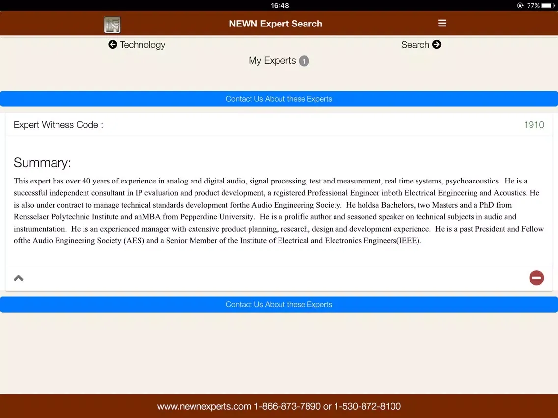 NEWN Expert Witness Search 2 iPad  स्क्रीनशॉट