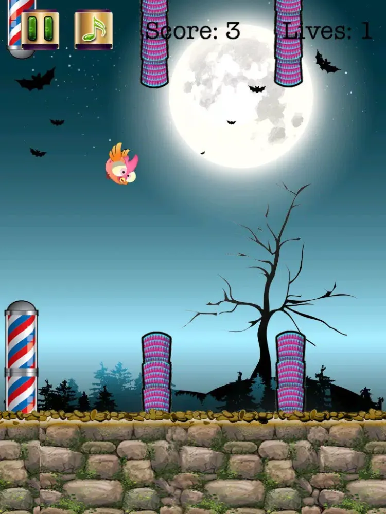 Flybird In Dark Free iPad  Screenshots