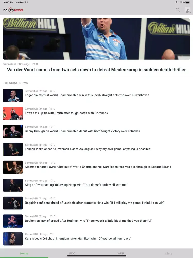 Darts News - PDC & van Gerwen iPad  Screenshots