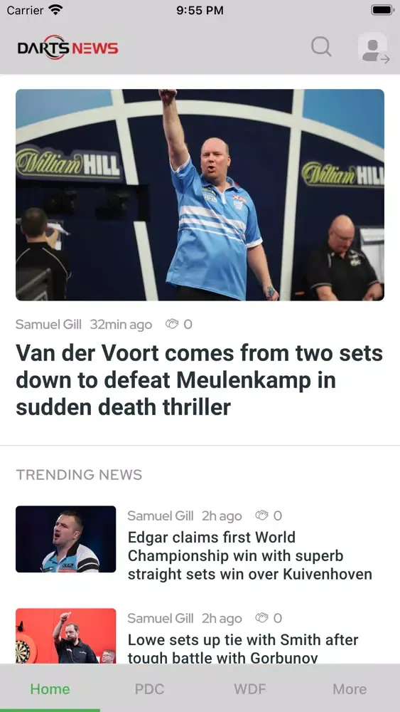 Darts News - PDC & van Gerwen Screenshots