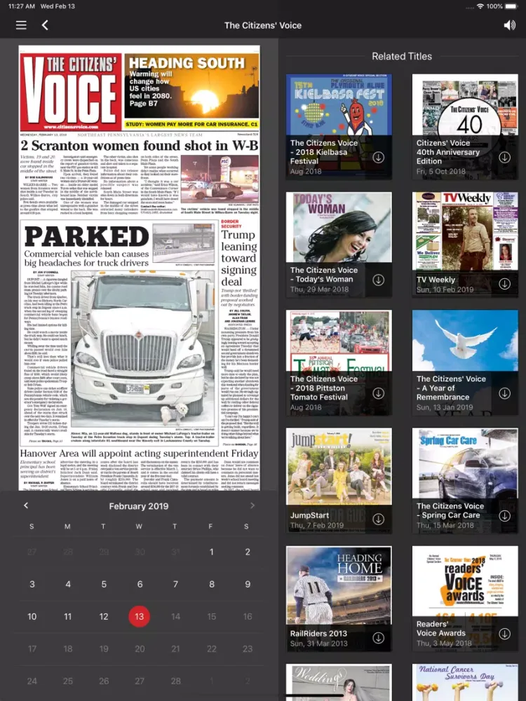 The Citizens' Voice iPad  Ekran Görüntüleri