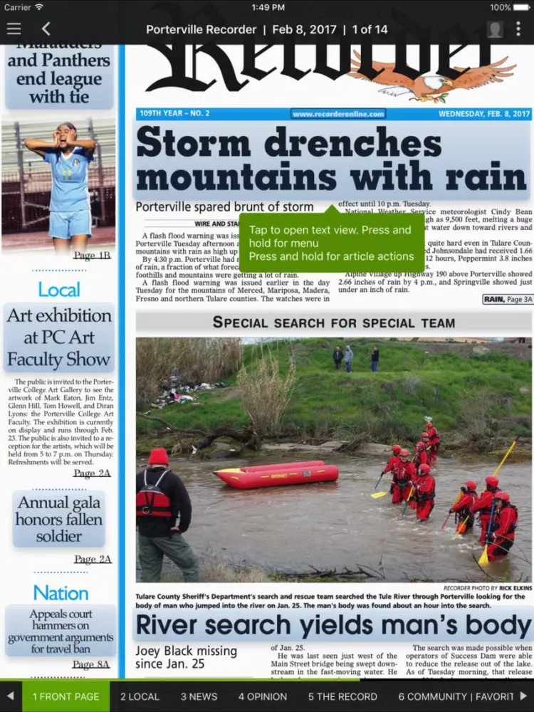Captures d'écran de Porterville Recorder iPad 