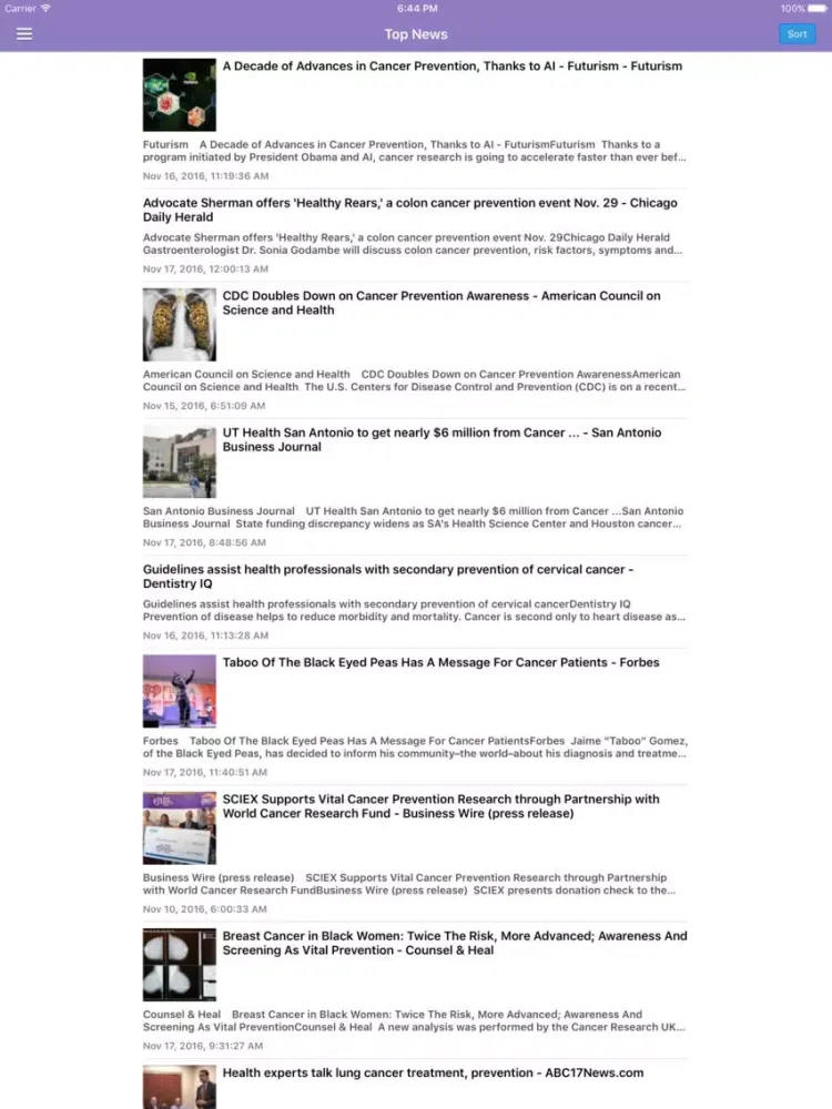 Cancer Research News & Prevention Info Pro iPad Screenshots