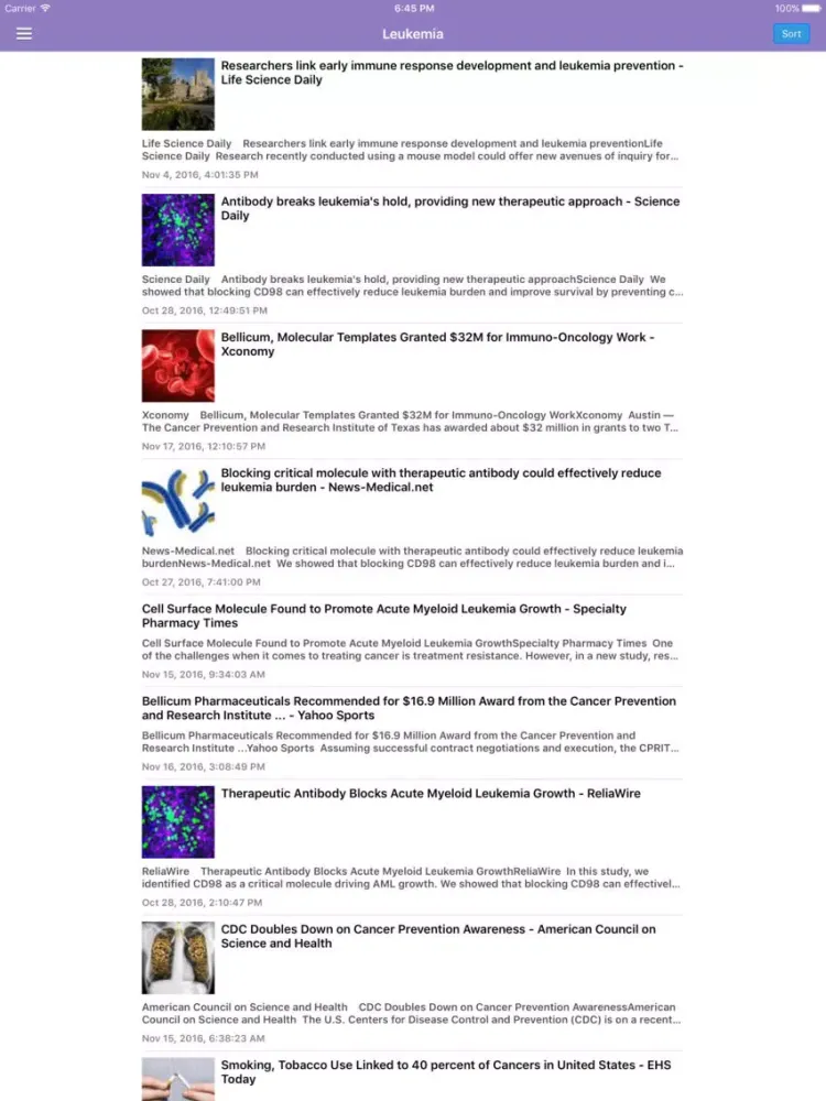 Cancer Research News & Prevention Info Pro iPad Screenshots