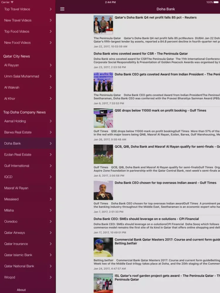 Tangkapan layar Doha News & Qatar Today Pro Edition iPad 