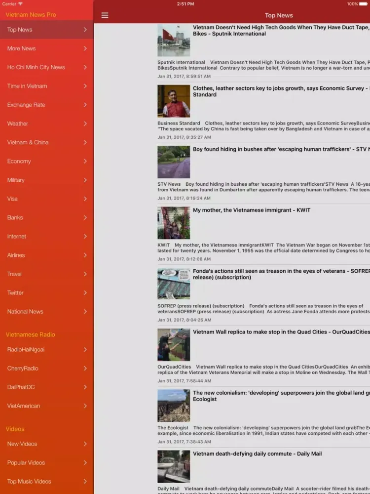 Ảnh chụp màn hình của Vietnam News Today & Vietnamese Radio Pro Edition iPad 