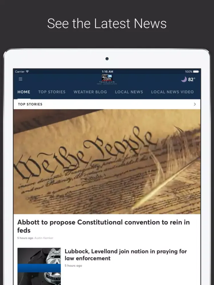 Ảnh chụp màn hình của FOX34 News Lubbock iPad 