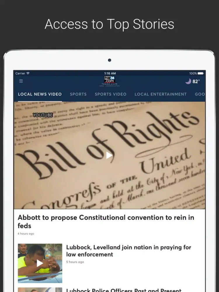 Ảnh chụp màn hình của FOX34 News Lubbock iPad 