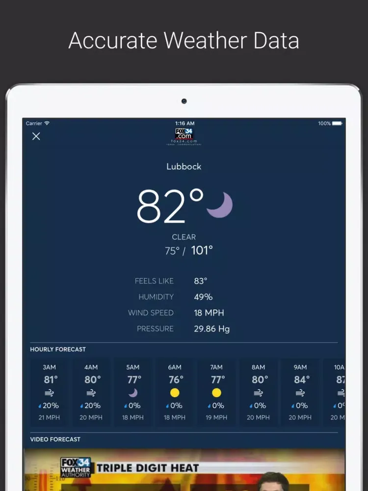 Ảnh chụp màn hình của FOX34 News Lubbock iPad 