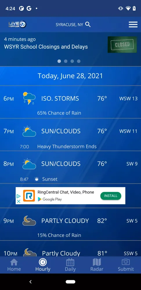 Скриншоты WSYR Storm Team App