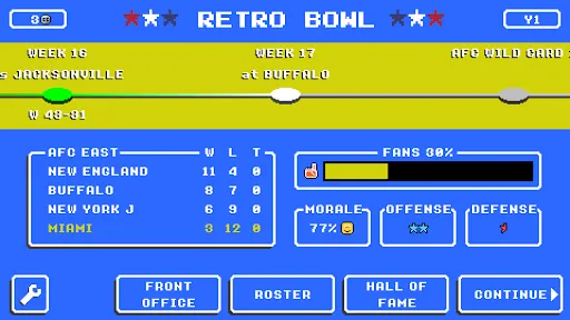 Capturas de tela do Retro Bowl