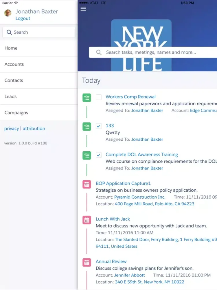 Capturas de tela do Agency Sales Central iPad 