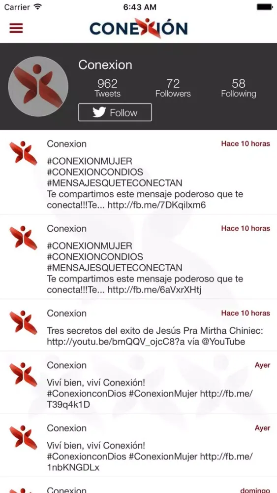 Tangkapan skrin Conexion con Dios