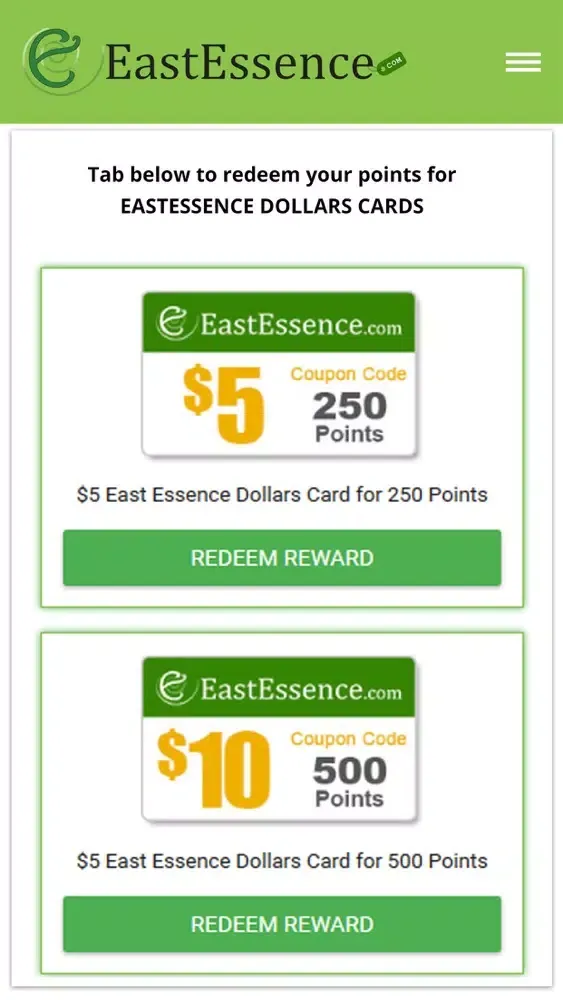 East Essence Rewards Screenshots
