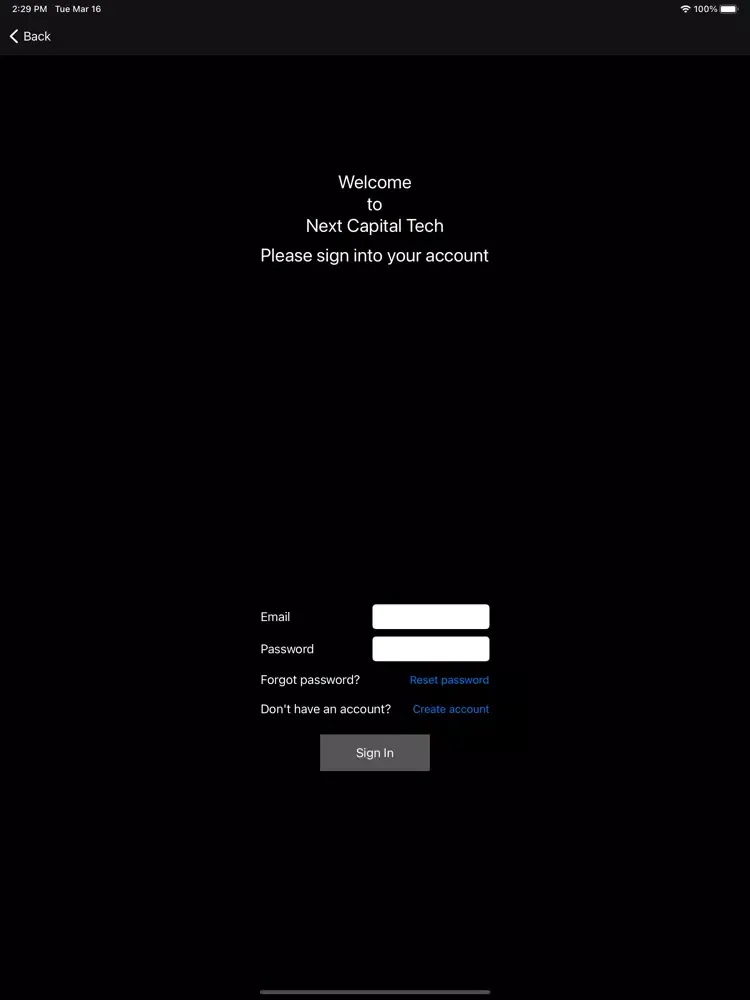 Capturas de tela do Next Capital Tech AI iPad 